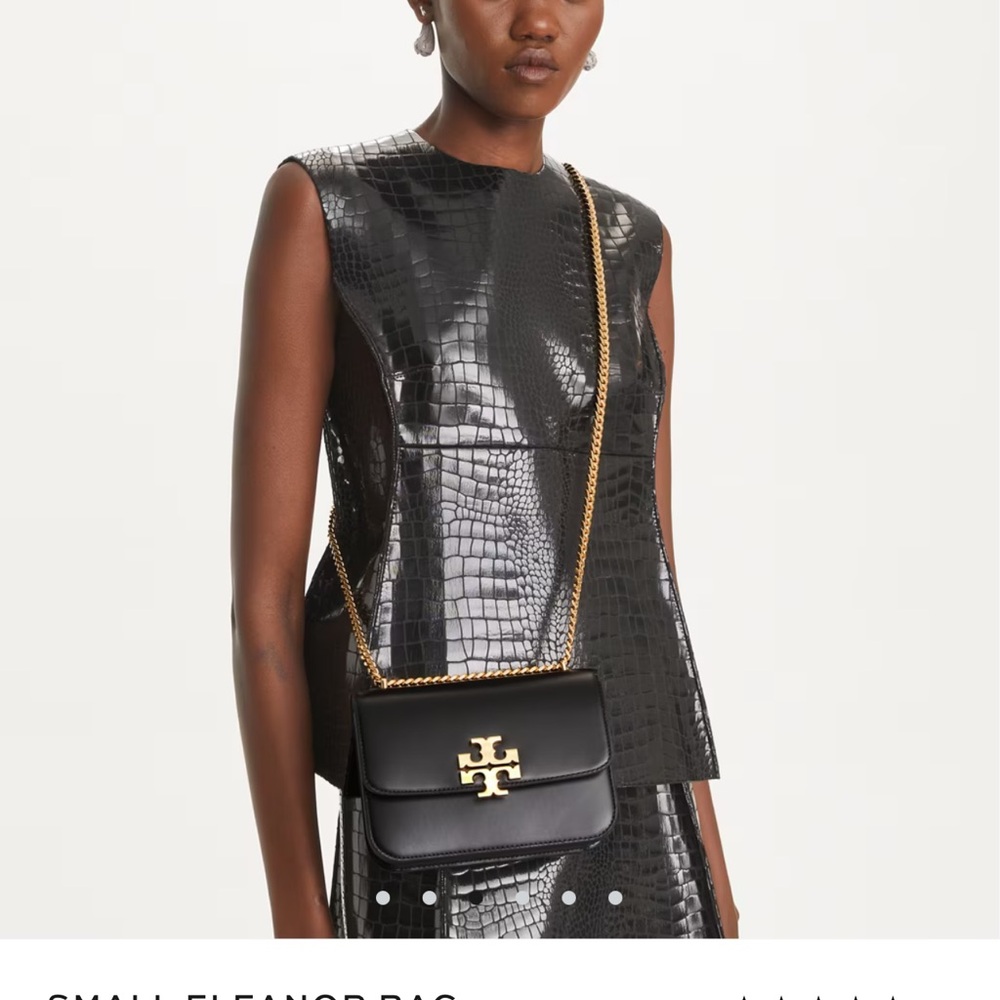 Tory Burch Black Shoulder Bag with Gold Accents
